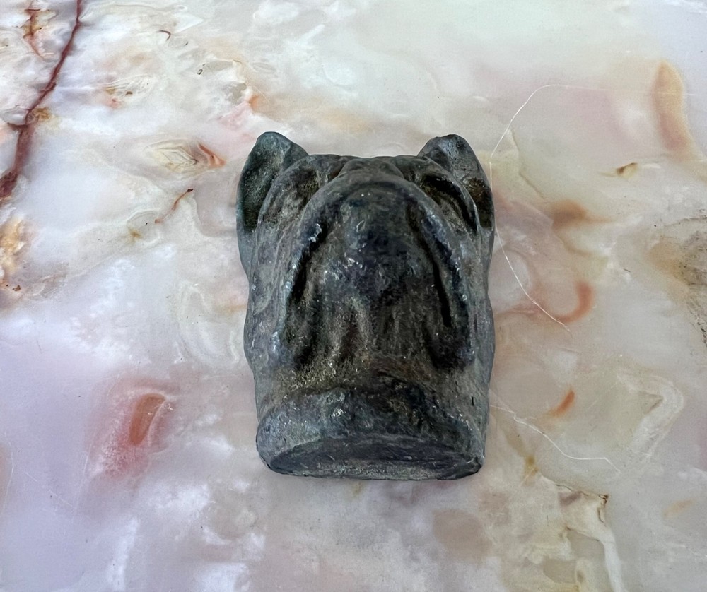 Antique Solid Bronze Bulldog Head Architectural Mount c1900
