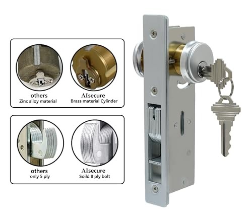 Storefront Door Lock Alsecure Commerical Swing Deadbolt 1.1/8" Backset Silver