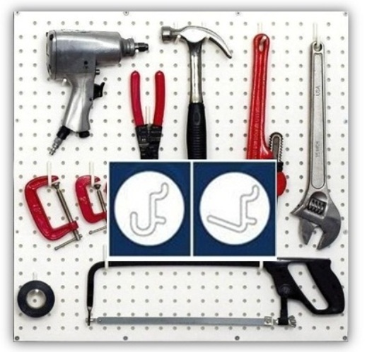100 Peg Hooks 1/4" Pegboard tool & craft organizers