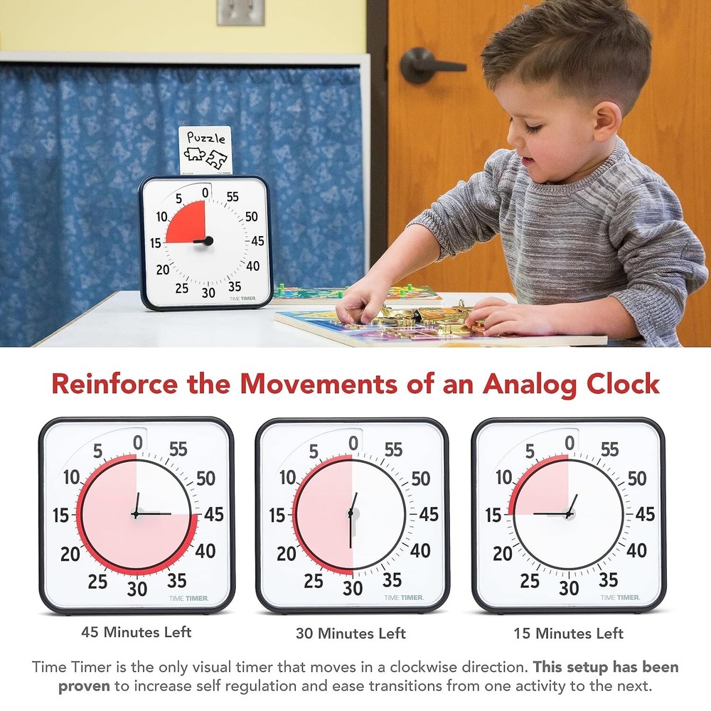 Special Needs Friendly Visual Timer – 8-Inch Countdown Clock with Alert Option