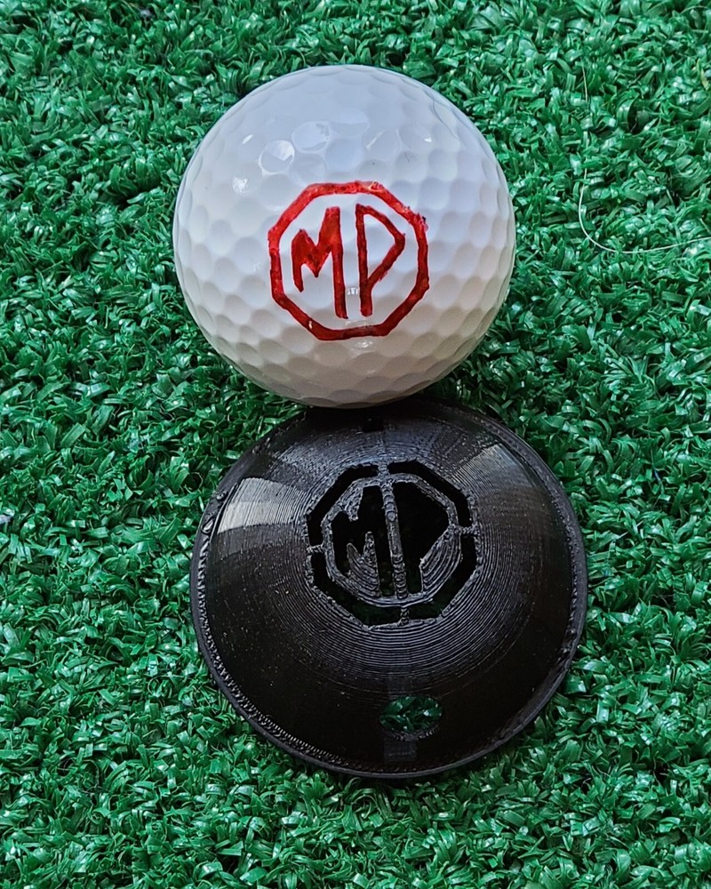 Personalized Golf Ball Stencil - Custom Initials between Alignment lines.