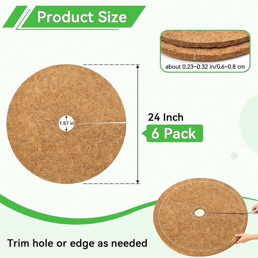 Eco-Friendly 24-Inch Coco Coir Tree Rings - Weed Suppression & Root Protection