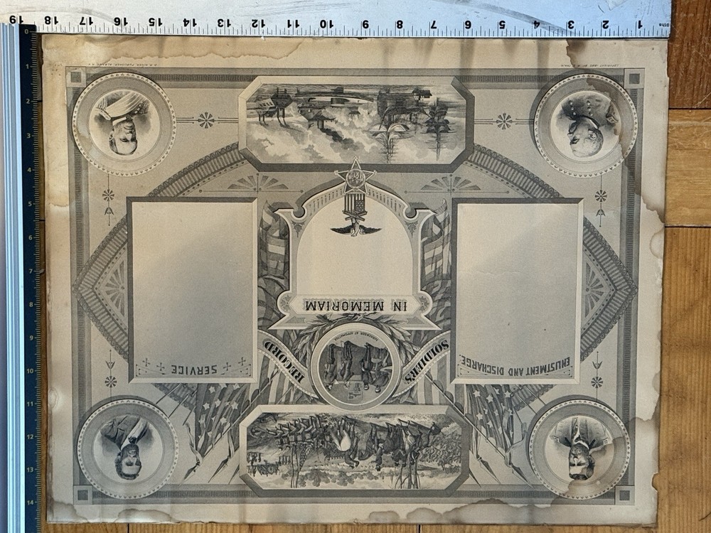 Civil War Blank Recognition Sheet 1860s