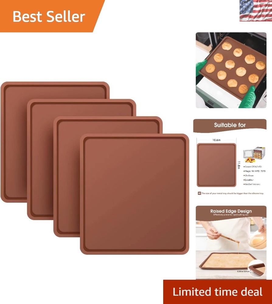 Durable Silicone Dehydrator Sheets – 4 Pack with Raised Edge Design for Easy Use