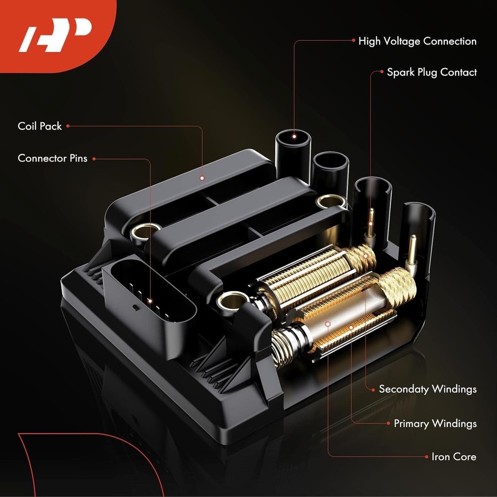 Engine Ignition Coil Pack Compatible with Frontier Xterra 1999-2004 Black