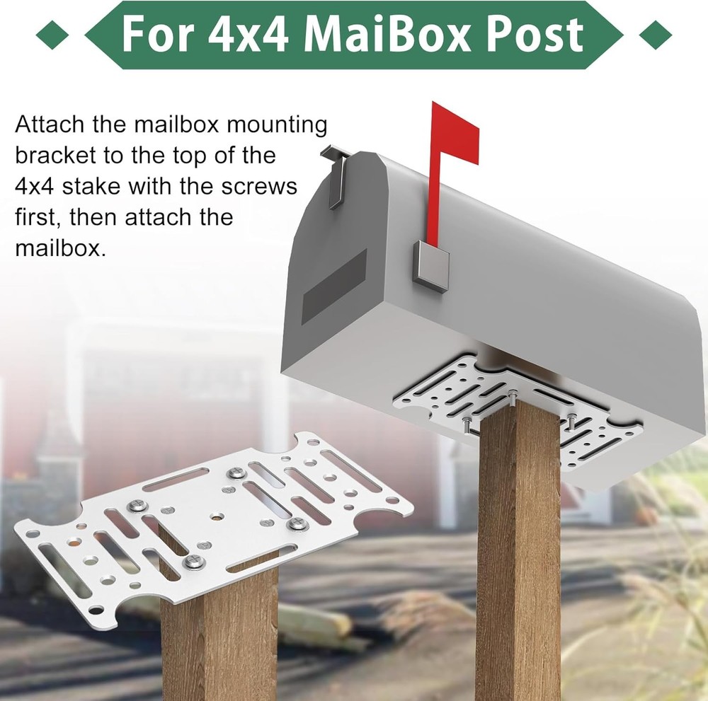 Mailbox mounting bracket for 4x4 timber, bottom-mounted design.