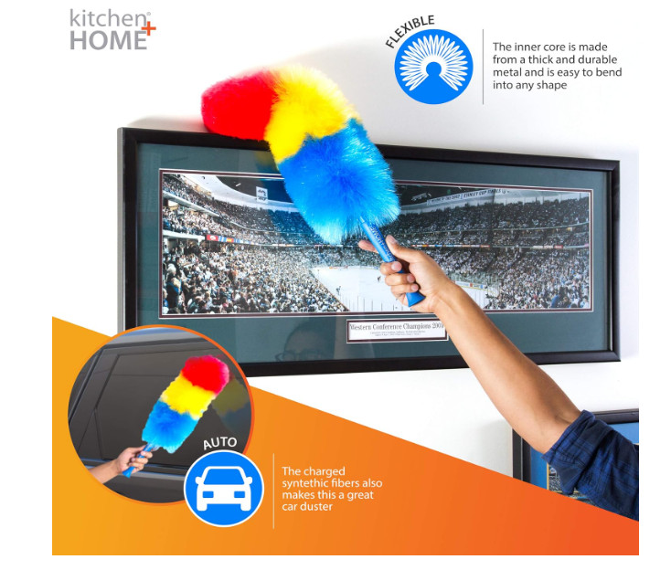 Kitchen + Home 23” inch Rainbow Static Duster - Electrostatic Feather Duster....