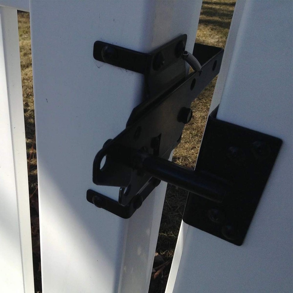 Self-Locking Gate Latch Heavy Duty Post Mount Automatic Gravity Lever Black