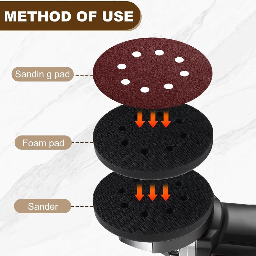 2Pcs 5 inch Hook Loop Soft Foam Interface Sanding Disc Sander Buffer Backing Pad