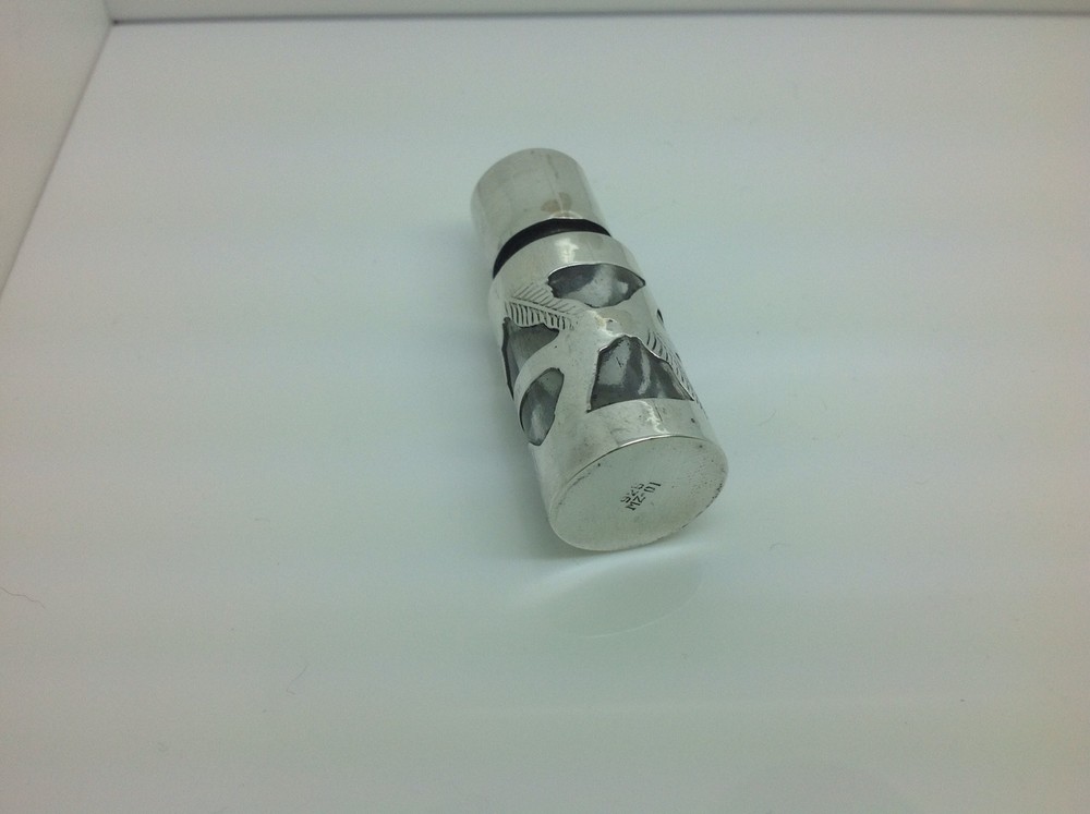 STERLING SILVER SMALL GLASS AND SILVER PERFUME BOTTLE HANDCRAFTED