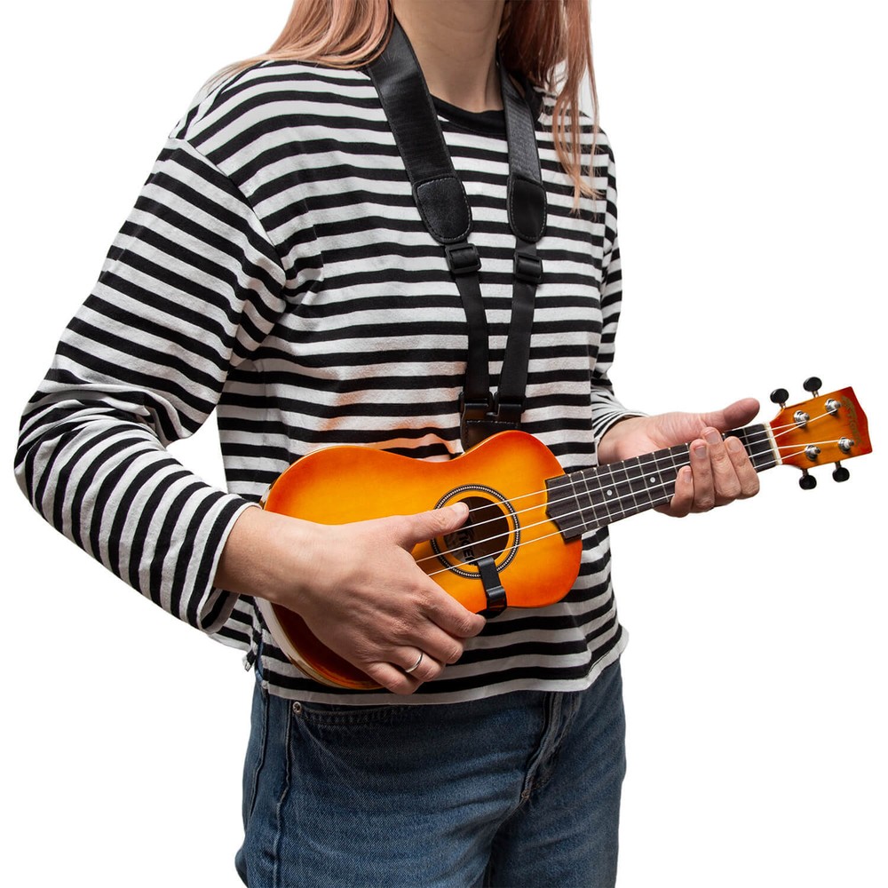 Tiger Ukulele Strap - Adjustable Black Uke Strap