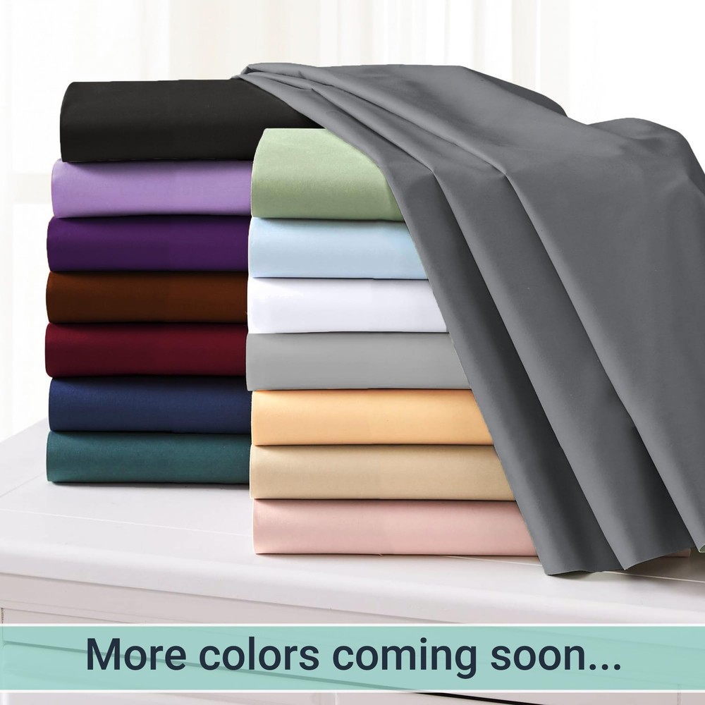 ZPECC Queen Flat Sheet Only 1 Pack, Durable Dark Purple Top Bed Sheets Hypoal...