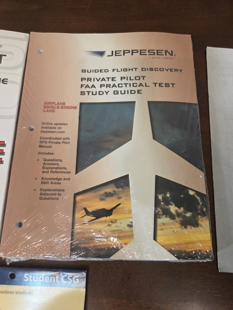 ​Jeppesen Guided Flight Discovery Private Pilot Kit Flight Bag E6B Plotter NOS