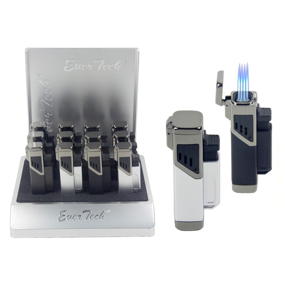 Quad Flame Butane Torch Lighter Refillable Adjustable Windproof Gas Lighter cook