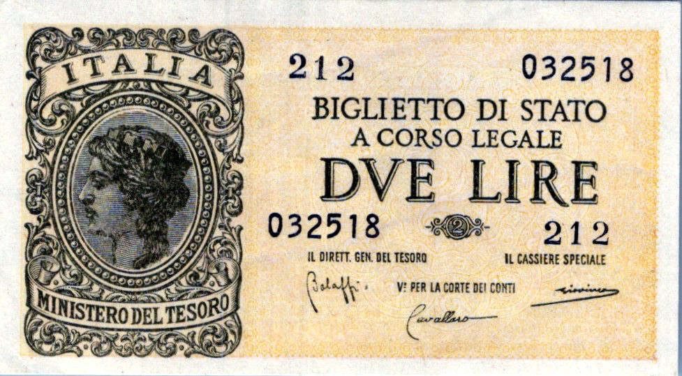 Italy 2 Lire 1944 AU-UNC Pick-30B