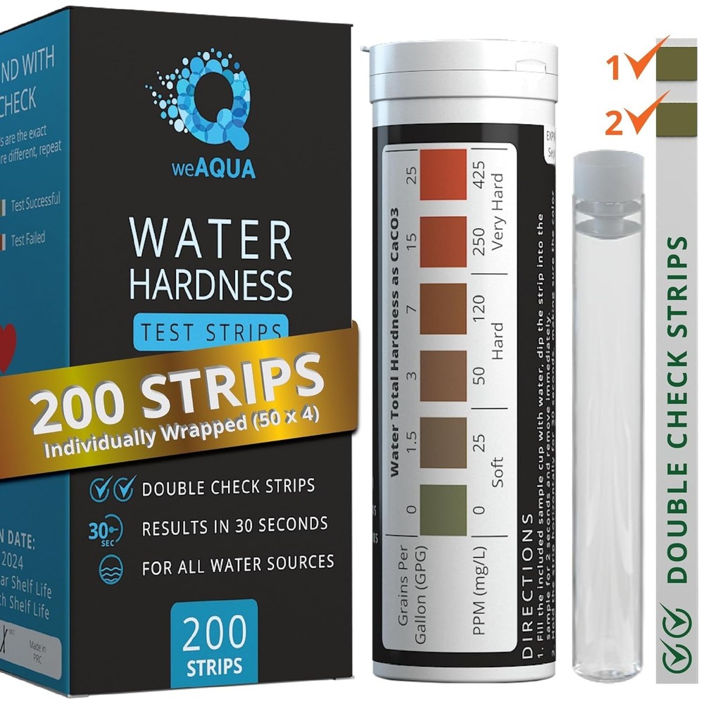 Individually Wrapped Hard Water Testing Strips - 200 Count for Reliable Results
