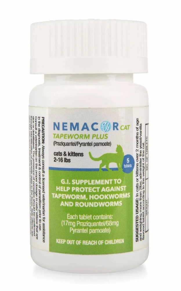 2 PACK! Nemacor Cat Tapeworm Plus, Vanilla/Yeast Size: 5 Count