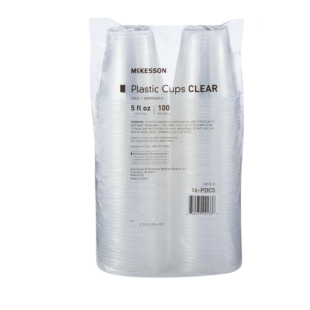 McKesson Disposable Drinking Cup Clear Plastic 5 oz. 100 Ct 16-PDC5
