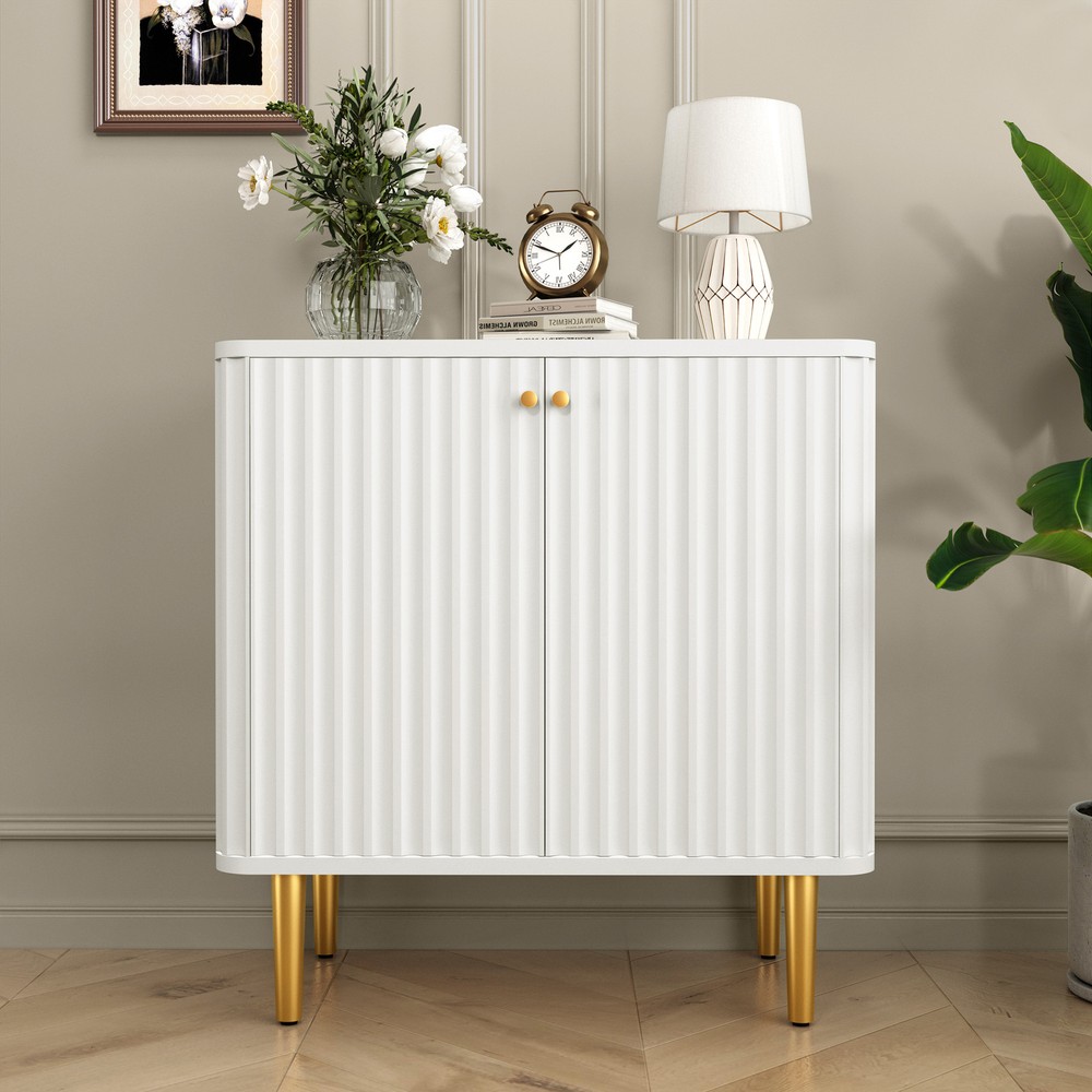 HLR Accent Cabinet with Doors, Sideboard Buffet Cabinet with Fluted Textured
