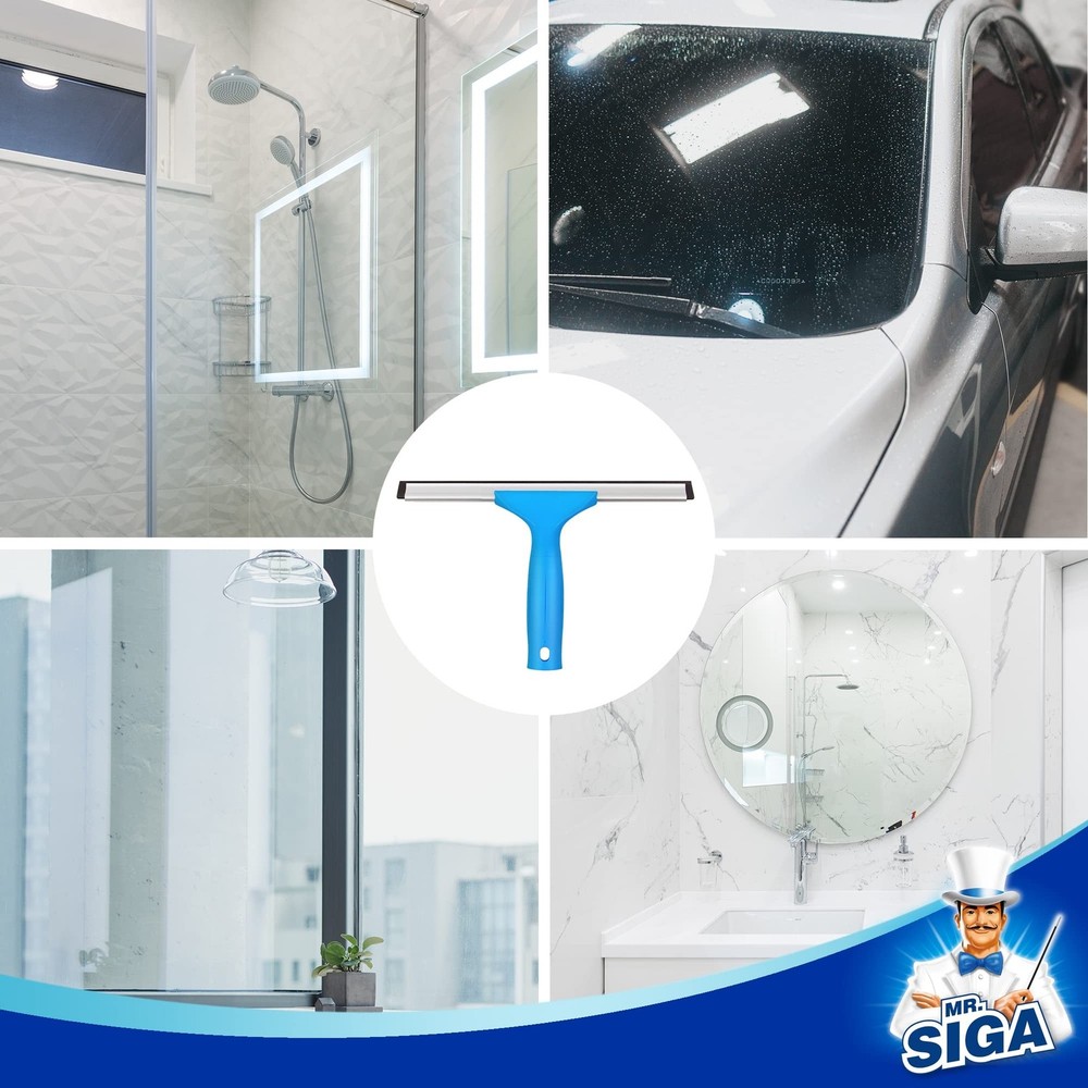 MR.SIGA Professional Window Cleaning Combo - Squeegee & Microfiber Window Scr...