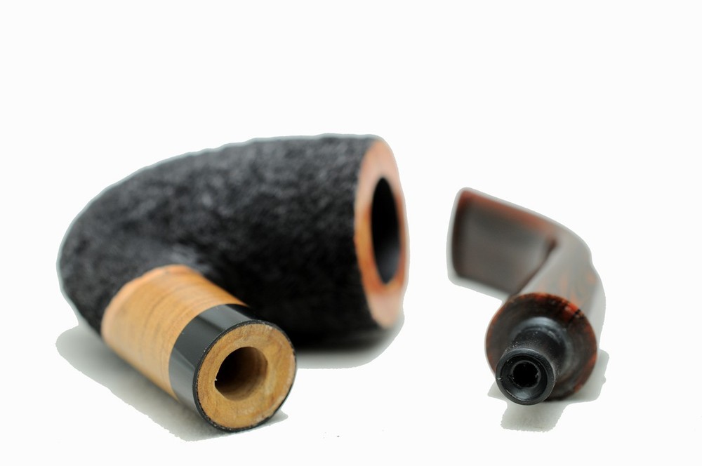 Brand new briar pipe PARONELLI bent rusticated black handmade