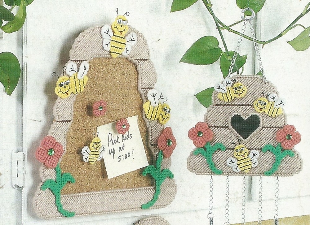 Plastic Canvas Patterns Busy Bee Kitchen Set Note Napkin Holder Towel Hanger E82