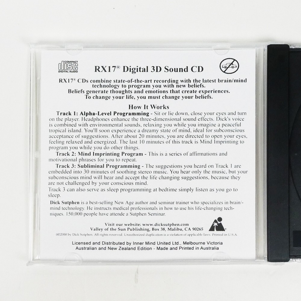 GREAT MEMORY Self Hypnosis CD RECOLLECTION Dick Sutphen Guided Imagery REMEMBER
