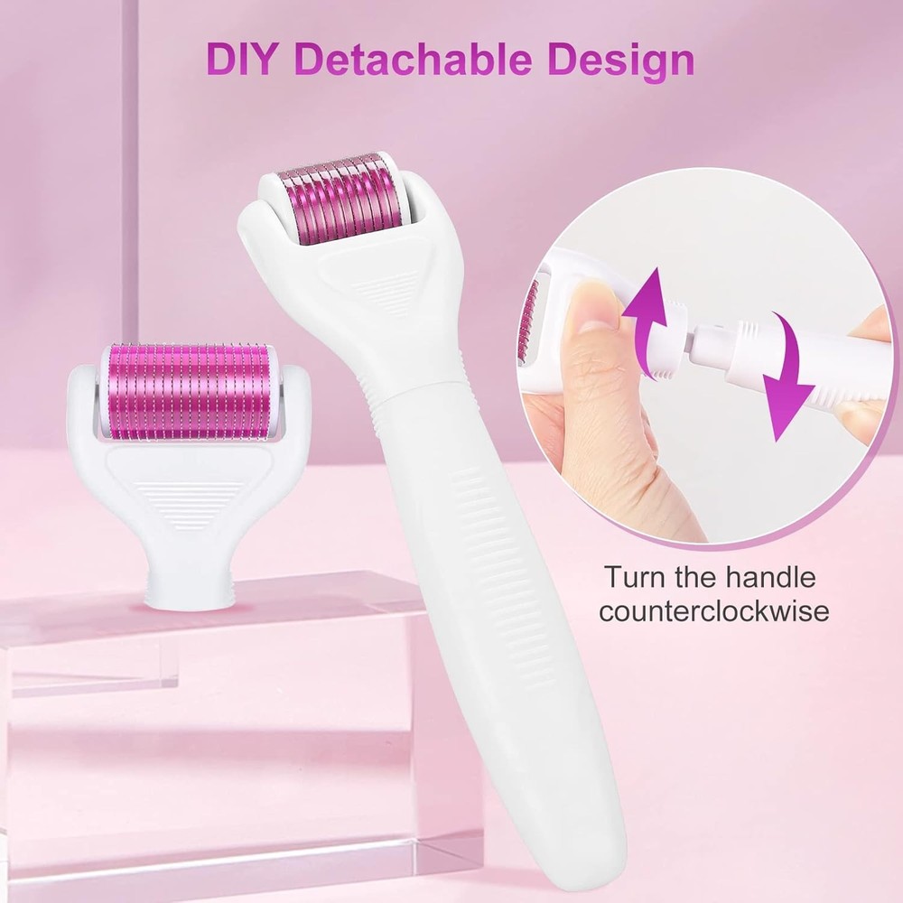 White Roller for Face and Body 6in1 Roller Kit Micro Roller with Replace Heads