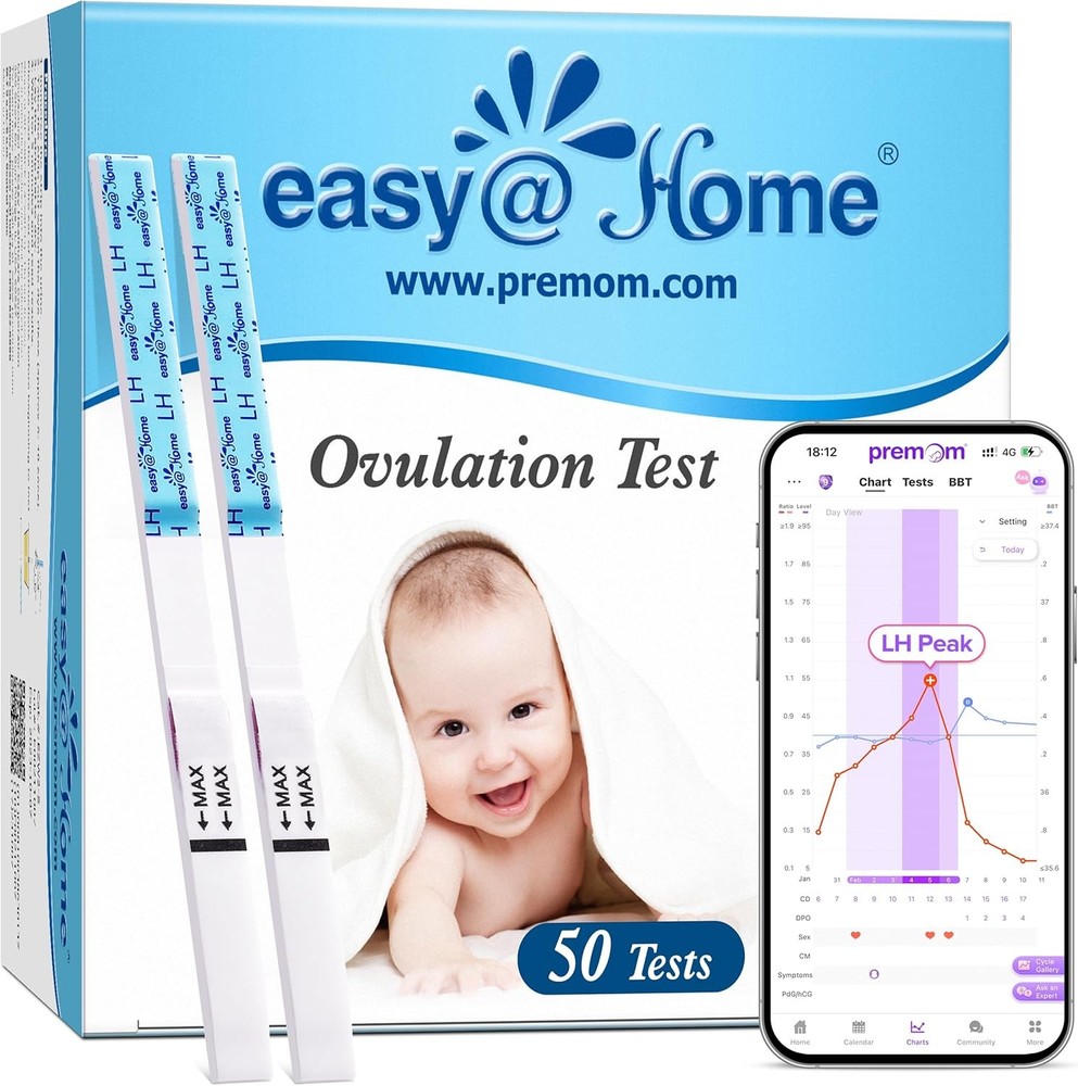 Easy@Home Ovulation Test Strips (50-Pack), FSA Eligible Ovulation Predictor Kit,