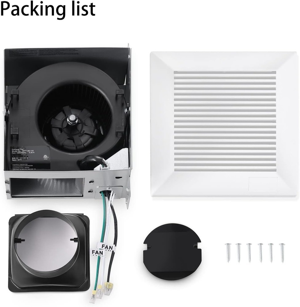Efficient Bathroom Ventilation Fan 110 CFM - Low Noise & Durable Design