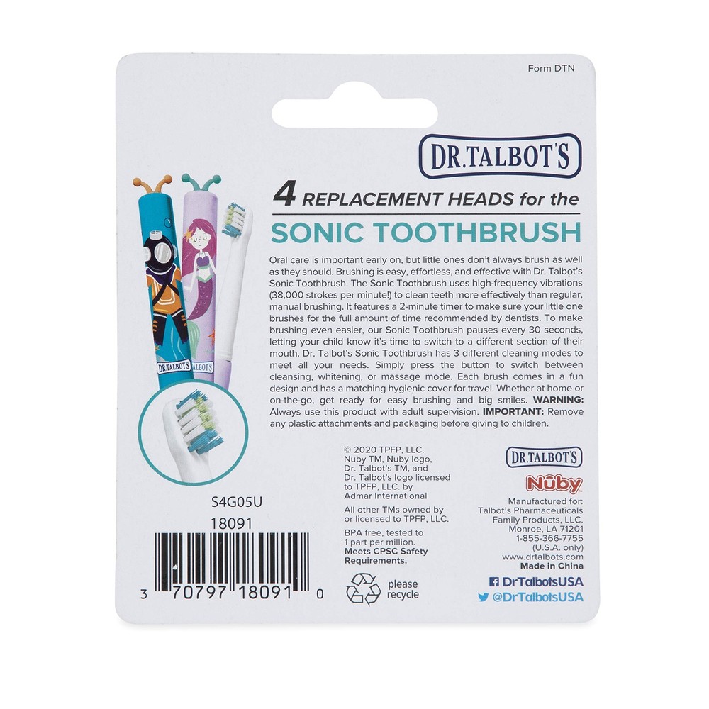 Sonic Toothbrush Replacement Heads 4 Pack