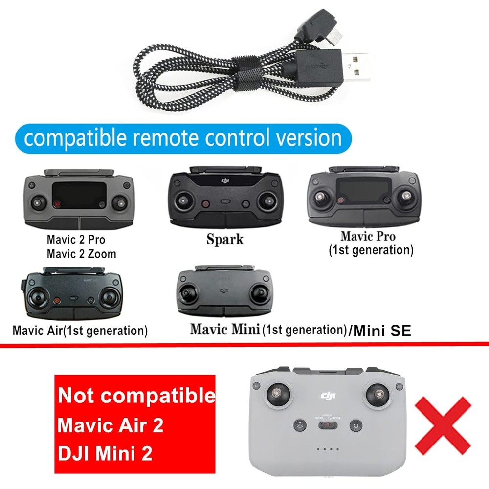 Hanatora Remote Controller USB Charging Cable Cord for DJI Mavic 2 Pro...