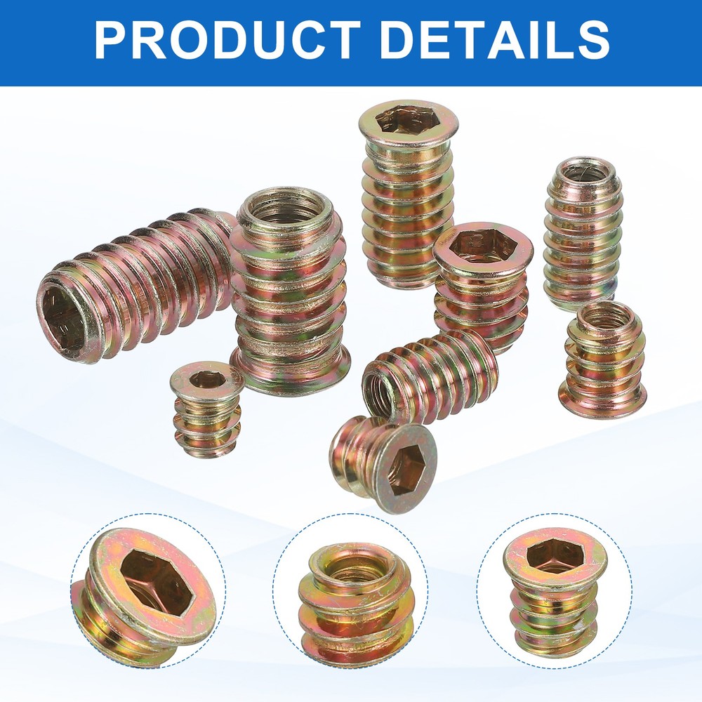 18Pcs Threaded Inserts Nuts, M10x25mm Hex Socket Drive Nut Inserts for Wood