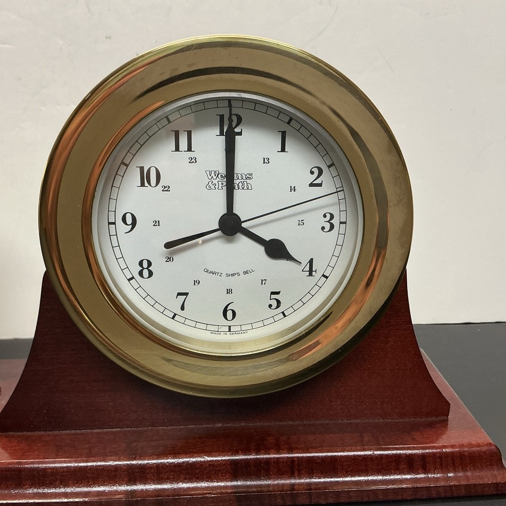 Weems & Plath Atlantic Time Clock & Barometer Solid Brass & Wood Made In Germany