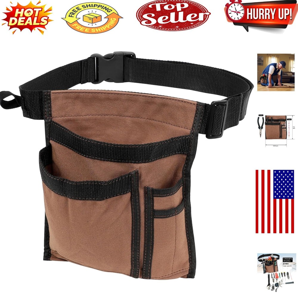 Durable 5-Pocket Canvas Tool Belt for Men