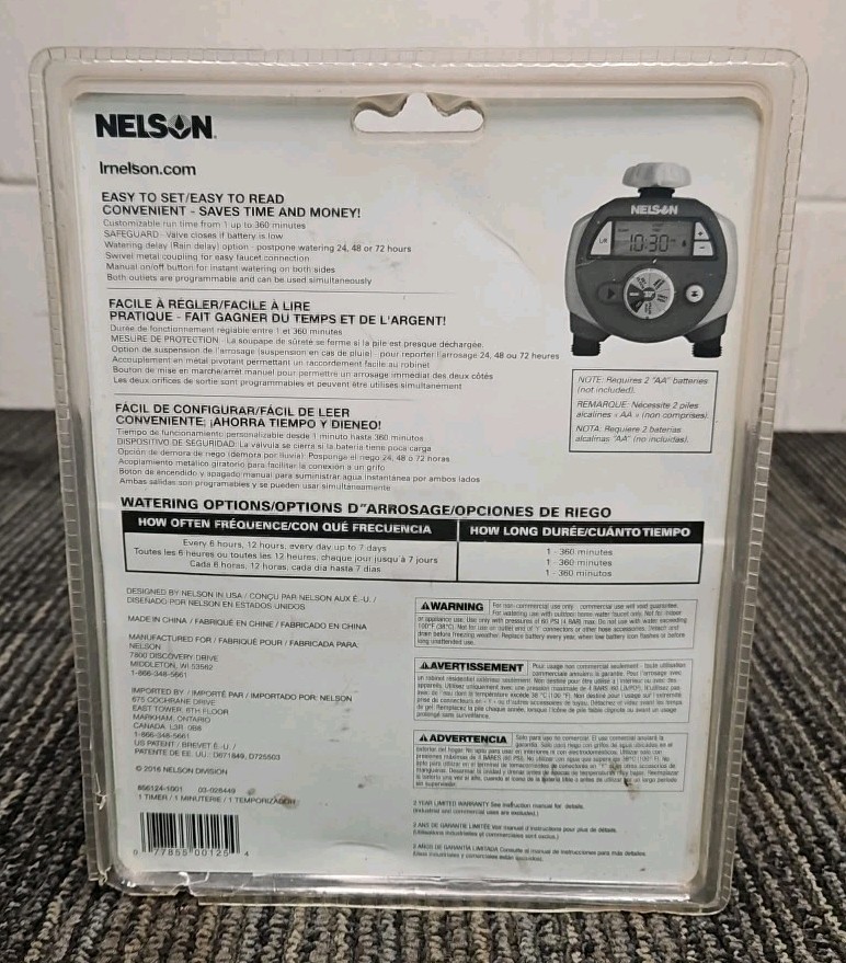 Nelson 03-028449 Dual Outlet Electronic Water Timer
