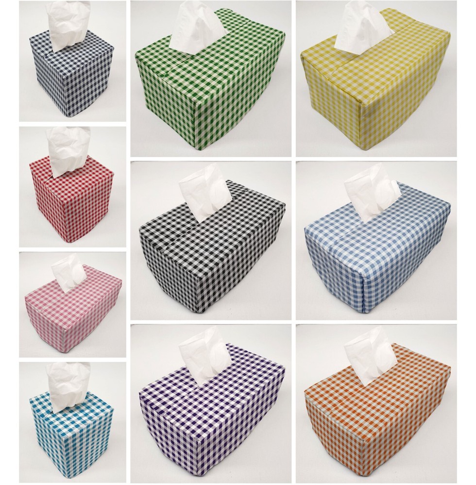 Checked Gingham Tissue Box Cover