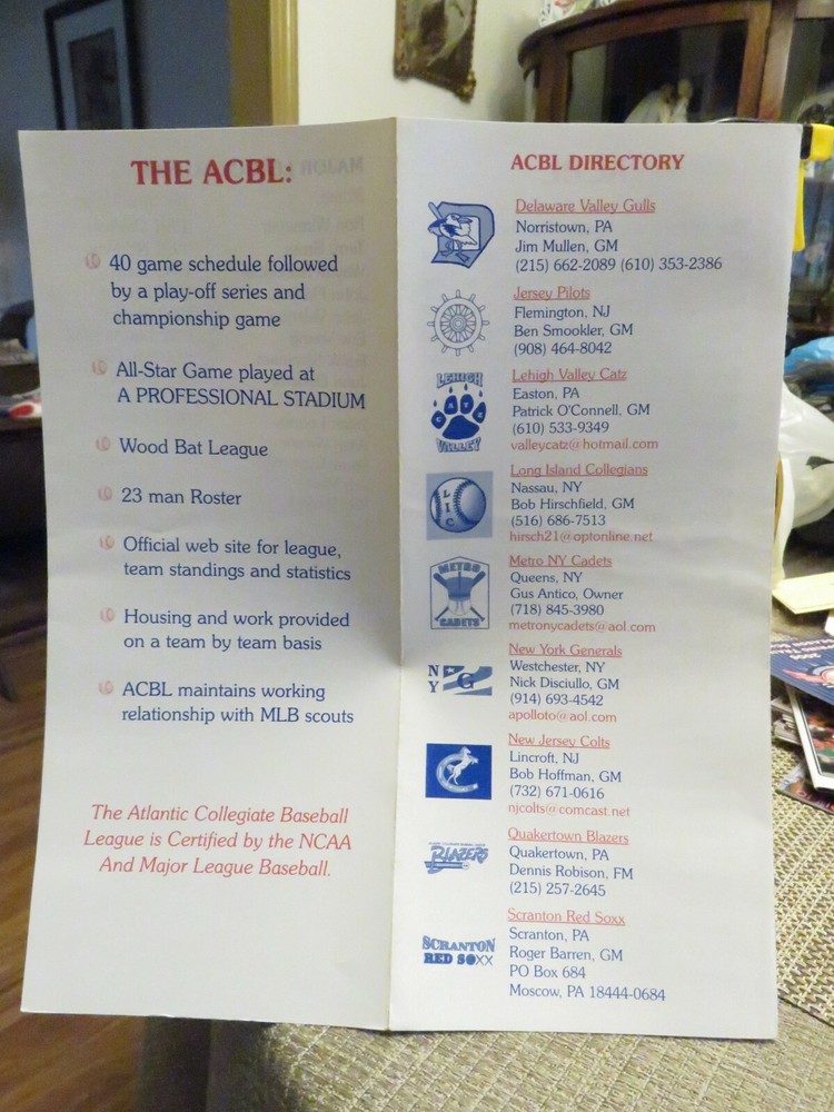 ATLANTIC COLLEGIATE BASEBALL LEAGUE (ACBL) Booklet