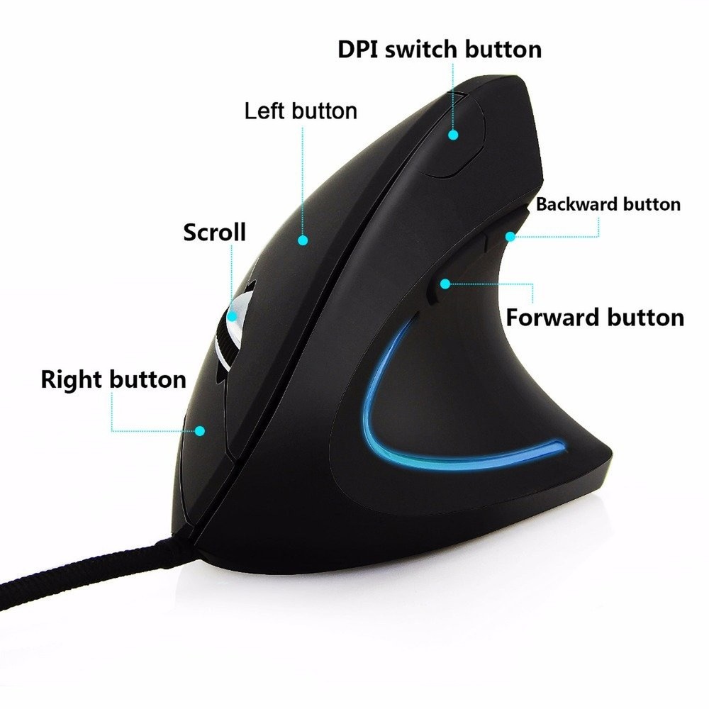 Ai5G Wired Vertical Mouse Adjustable DPI Laptop Desktop Computer Mouse Optica...