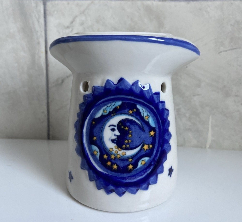 Celestial Ceramic Oil Burner Moon and Starts Tea Light Mystical Boho