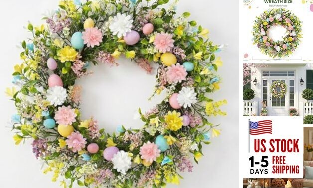 Wreath for Front Door Decorations Egg Door Wreath Decorations, Spring Easter