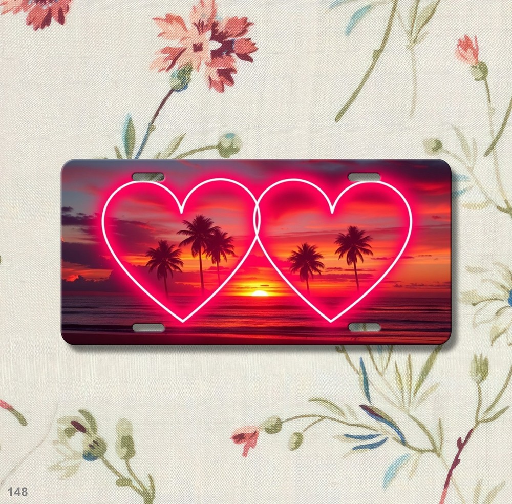 Artistic Couples Hearts Artwork Custom Text License Plate Customizable Valentine