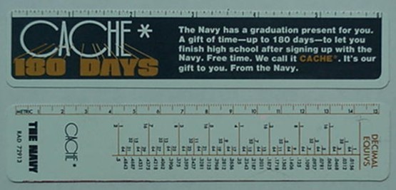 1970s U.S. NAVY RECRUITING RULER - CACHE* PROGRAM