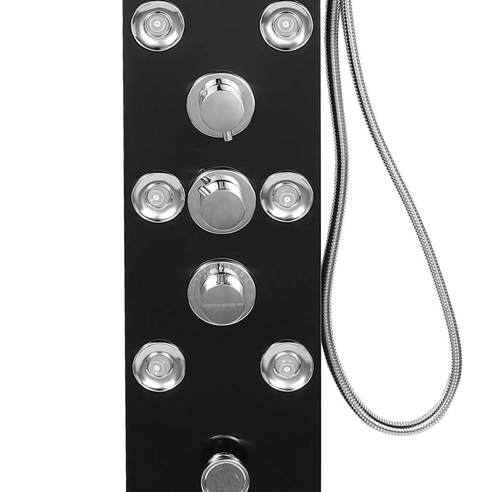 LED Rainfall Head Hand Shower Panel 8Jets Bathrooms Waterfall Jets Faucet System