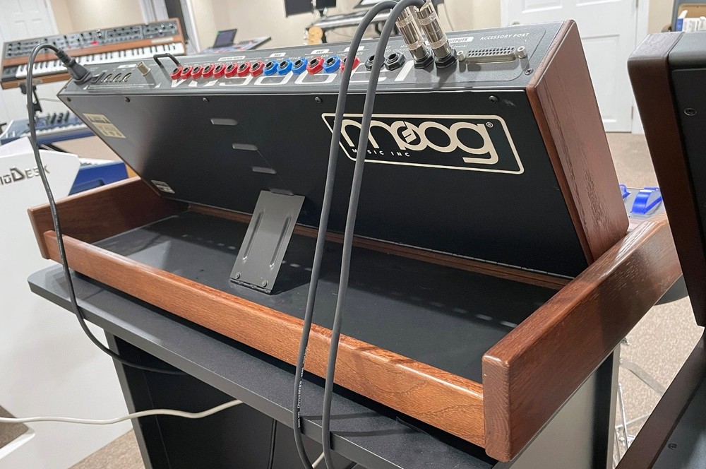 Moog Minimoog Voyager with custom flight case