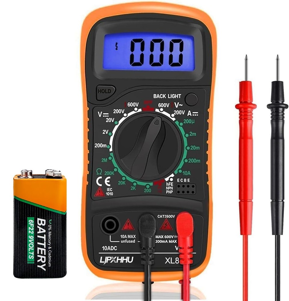 Digital Multimeter 2000 Count AC DC Volt Ohm Amp Tester