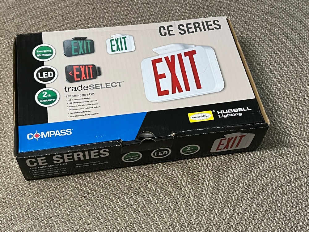 Hubbell Lighting Compass CER Trade Select LED Emergency EXIT Sign (Red or Green)