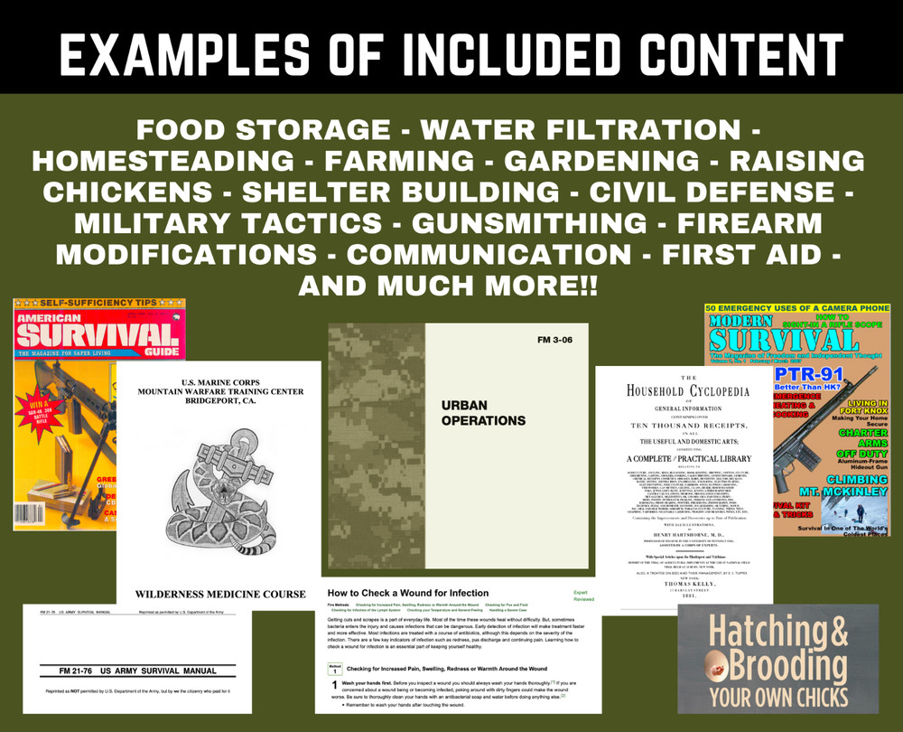 Survival & Preparedness Ruggedized Waterproof Digital Information Library USB