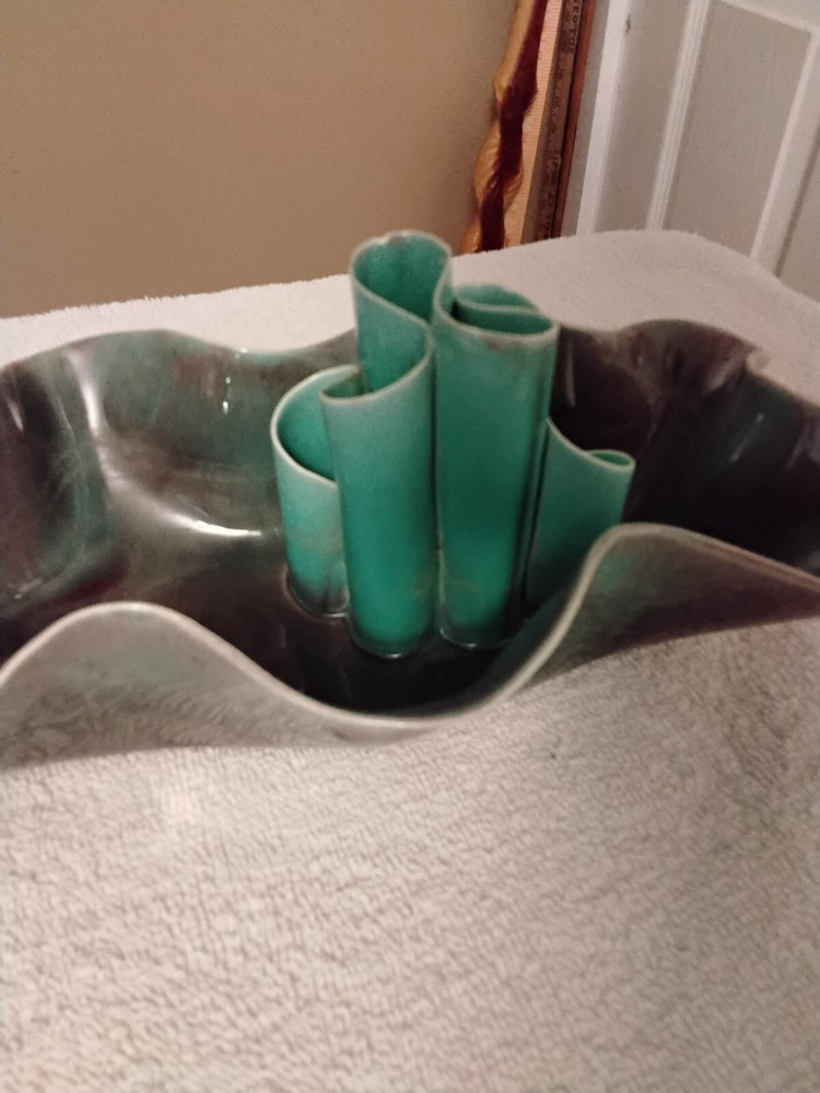 Paula West Ceramic 6 Bud Holder Vase with Wavy Top