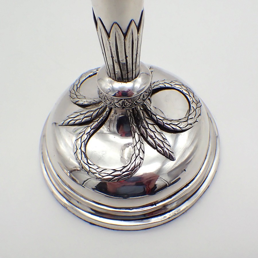 Candlesticks Pair Wreath Designs 13 Loth Silver 1820